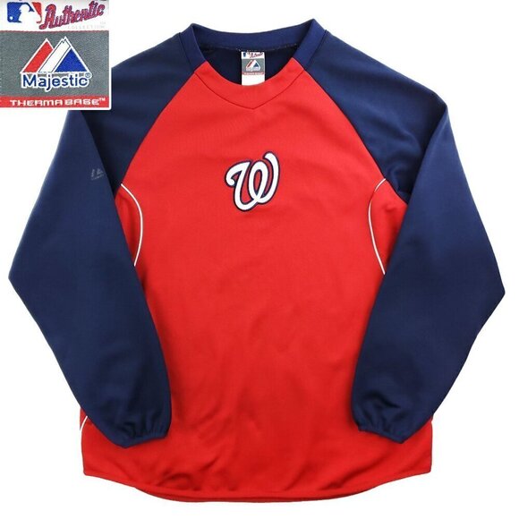 Washington Nationals Majestic Thermabase Fleece Top Authentic MLB Curly W Large - Picture 1 of 12